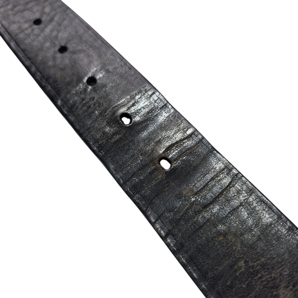 Levi Strauss & Co Leather Belt Size 40 Black Distressed Vintage Style Casual Men